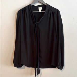 Chico’s Black Long Sleeve Tie Front Blouse
